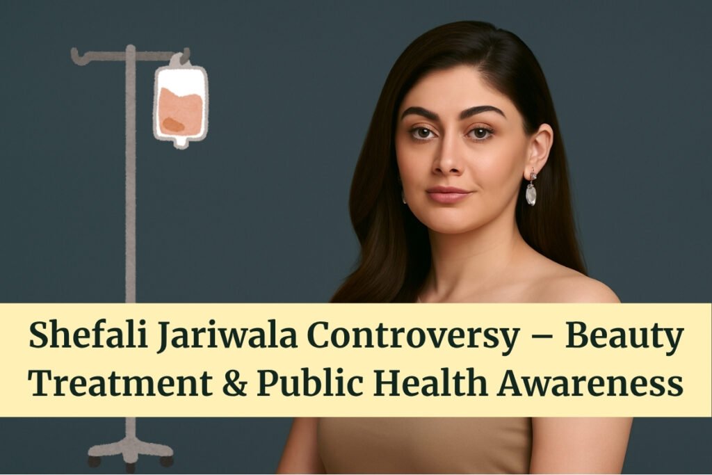 Visual representation of the controversy surrounding Shefali Jariwala’s reported death linked to beauty treatments